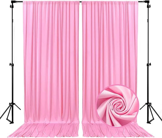 10 x 10 Feet Pink Backdrop Curtain for Partie, Background Curtains for Photoshoot, Birthday, Wedding, Halloween, Thanksgiving, Christmas, New Year Party Decorations 5Ft x 10Ft, 2 Panels