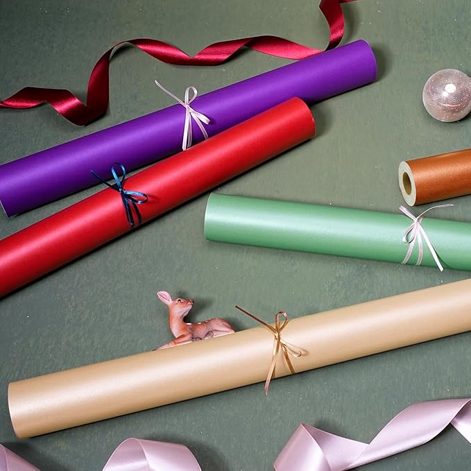 LaRibbons Red Wrapping Paper, Mini Roll-17 Inch x 33 Feet, Christmas Gift Wrap Paper Rolls, Perfect for Holiday, Wedding, Valentine's Day, Birthday, Baby Shower Presents