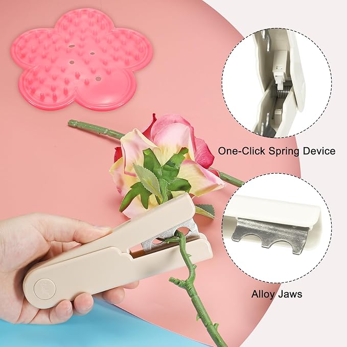 PATIKIL Rose Stem Leaf Thorn Stripper, 2Pcs/1Set Rose Thorn Stripper Remover Tool Leaf Stripping Tool for Gardening Flower Pruning, White, Pink