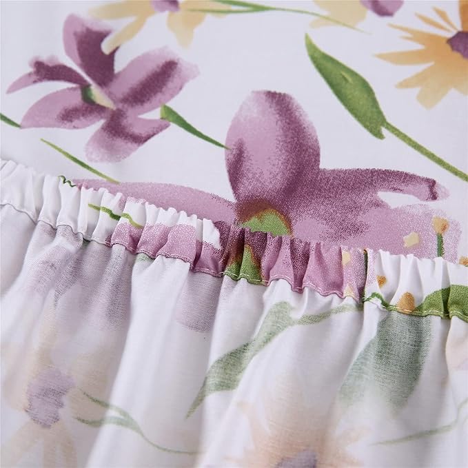 RYNGHIPY Cotton Floral Bed Sheet Set Full Size Botanical Flowers Print Bedding Shabby Garden Floral Bed Sheets