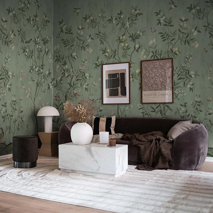 Floral Forest Wall Murals Peel and Stick Forest murals Removable Waterproof Large Wallpaper for Living Room Bedroom (Color-12, 137×98 inch)