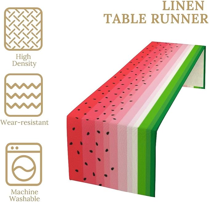 Watermelon Table Runner,Summer Fruit Tropical Birthday Party Decorations Dining Room Home Kitchen Table Decor 13 x 60In
