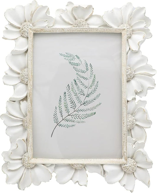 5x7 Vintage Picture Frame, Antique White Ornate Photo Frame, for Tabletop and Wall Display, Decorative Floral Design Retro Home Decor, Old Fashioned Photo Gallery Art