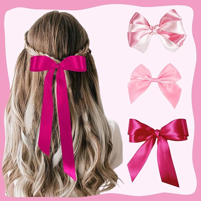 150 Yards Pink Satin Ribbon 1 Inch 6 Rolls Assortment Ribbons for Crafts Gift Wrapping Flower Bouquet Wedding Invitations Birthday Party Festival Decoration Hair Bows