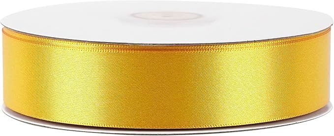 MEEDEE Yellow 1 Inch Ribbon Yellow Satin Ribbon Lux Double Faced Ribbons by 50 Yards Polyester Wrapping Ribbons for Crafts, Wedding, Flower Bouquet, Holiday Decorating