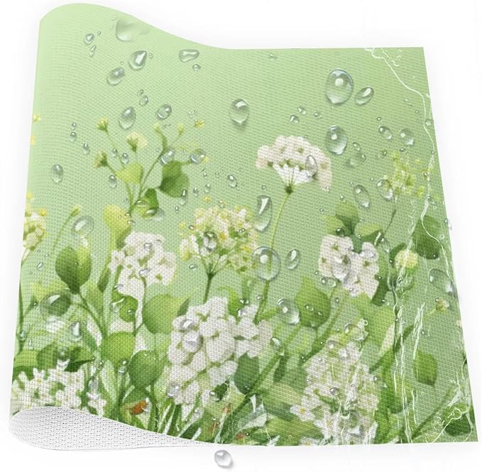 PVC Placemats Set of 1 Sage Green Flower Wipeable Table Mats Washable Heat Resistant Non Slip Vinyl Dining Table Mat for Kithen Indoor Outdoor Patio Farmhouse Place Mats Decorative