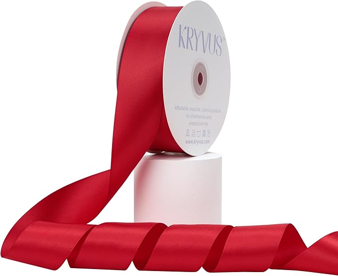 Red Satin Ribbon, Double Faced 1-1/2 Inch X 50 Yards Red Ribbon, Premium Satin Ribbon for Gift Wrapping, Crafts, Hair Bow Making, Sewing, Flower Bouquet, Wedding Party Decor
