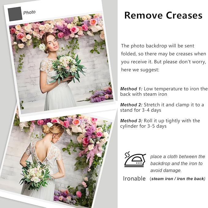 YongFoto Retro White Brick Wall Floral Arch Backdrop 10x6.5ft Rose Flowers Vine Leaves Photography Background Birthday Bridal Shower Wedding Party Banner Room Decor Portraits Photoshoot Wallpaper