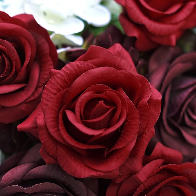 FiveSeasonStuff Fake Roses Wedding Flowers Real Touch Silk Red Artificial Flowers 12 Stems