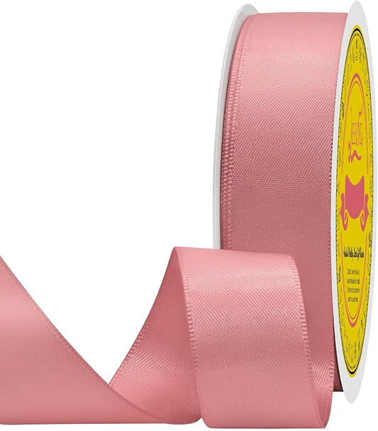 Double Face Dusty Pink Satin Ribbon 7/8 inch X 25 Yards Polyester Dusty Pink Ribbon for Gift Wrapping Very Suitable for Weddings Party Hair Bow Invitation Decorations and More