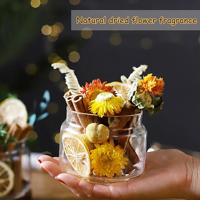 DIY Dried Flower Aromatherapy Kit with Natural Plant Essential Oils, Naturally Dried Flowers and Herbs Ornaments for DIY Flower Craft, Vintage Holiday Decor, Christmas (#D)