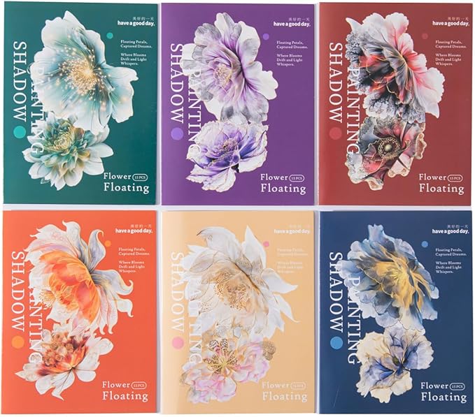 90pcs Watercolor Floral Scrapbook Stickers Set, Transparent PET Vintage Flower Stickers Decals with Smudge Effect for Journaling, Planners, Card Making, DIY Crafts and Scrapbooking