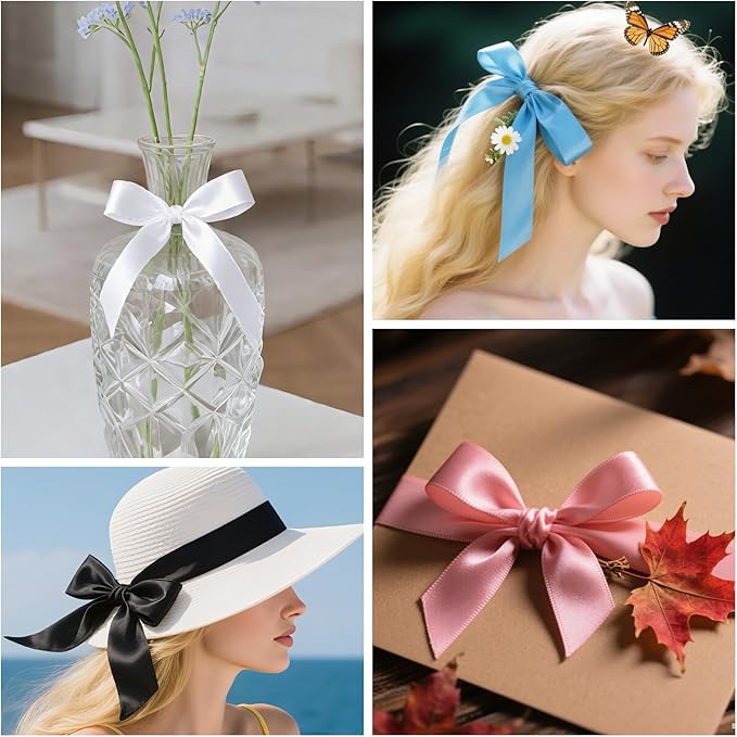 NESCCI 200 Yards Ribbon,1 Inch Satin Ribbon,Single Face Satin Ribbons, Perfect for Gift Wrapping,Wedding Decoration,Handmade Bows,Wrapping Bouquet and More
