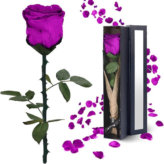 Forever Flowers Gifts for Women: Purple Roses Birthday Rose Christmas Anniversary for Mom Girlfriend Wife Grandma