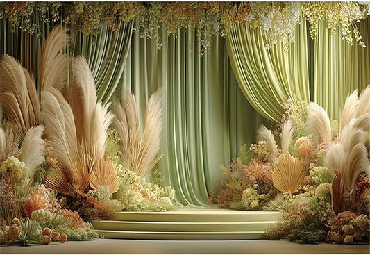 Baocicco Green Wedding Curtains Backdrops 10x8ft Fairytale Flowers Fantasy Engagement Photography Background for Bridal Shower Anniversary Decorations Birthday Bride to Be Party Banner Photo Booth