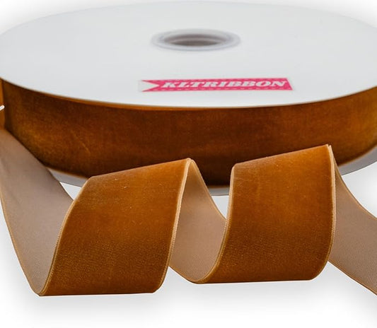 Nylon Velvet Ribbon Single Faced,1 1/2 Inch X 25Yards Spool (Ginger)