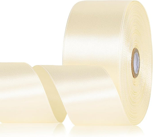 Ivory Ribbon 2 Inch 60 Yards Cream Satin Ribbon for Crafts, Gift Wrapping, Birthday Party, Flower Bouquet, Bows, Wedding, Christmas and Festival Decor