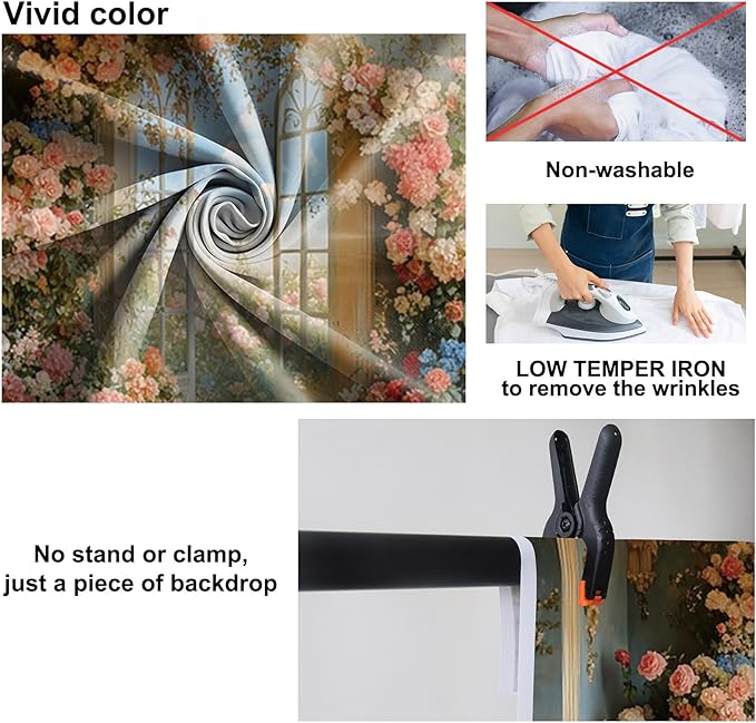 Baocicco 12x8ft Flower Wall Backdrop Photography European Style Oil Painting Floral Wedding Background Women Girls Lady Birthday Party Decorations Wedding Bridal Shower Banner Supplies Props Video