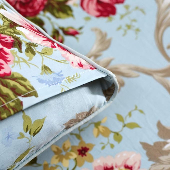 FADFAY Shabby Floral Bedding Elegant Peony Sheets Set Luxury Bedding Collections 800 Thread Count 100% Egyptian Cotton Deep Pocket, 4 Piece-Twin XL Size