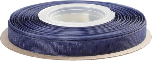 3/8 Inch Navy Shimmer Sheer Organza Ribbon Sheer Chiffon Ribbon 50 Yards-Roll Multiple Colors Available for Gift Wrapping Wedding Events Christmas Décor