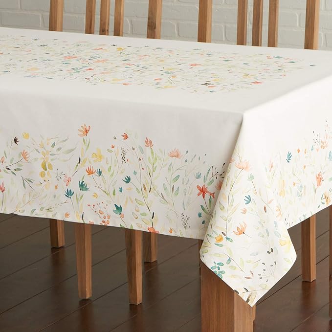 Maison d' Hermine Table Cloth Rectangle Table 100% Cotton 70 x 140 Inches Tablecloth Reusable Decorative Everyday Use for Dining Room, Farmhouse, Home, Party, Festive & Wedding Spring Summer - Colmar