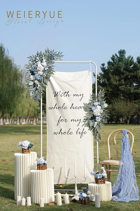 Artificial Wedding Arch Flowers Kit(Pack of 2) for Wedding Arch, Bridal Shower, Ceremony and Reception Backdrop Decoration (Blue Inspiration)