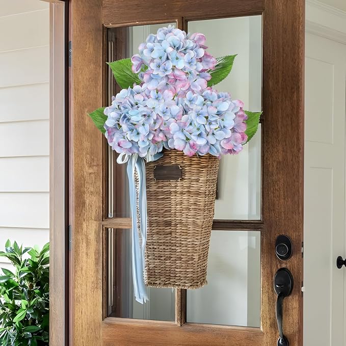 3Pcs Baby Blue Hydrangea Artificial Flowers 19.7 in Real Touch Faux Hydrangea Stems Silk Flowers with Stems Fake Blue Flowers Bouquet for Floral Arrangements Table Centerpieces Wedding Home Decor