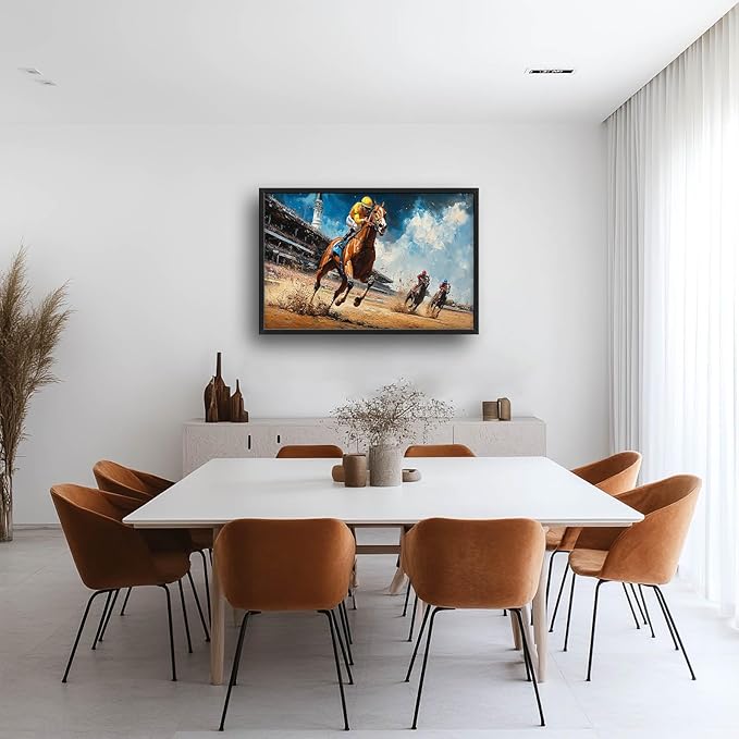 Werstern Cowboy Large Wall Art Horse Race Running Pictures Wall Decor Arena Canvas Animal Print Painting Modern Artwork Home Decoration for Living Room Bathroom Bedroom Office Framed 36"x24"