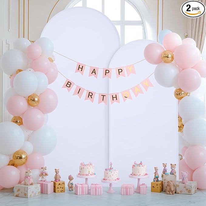 White Arch Backdrop Covers - 7.2FT, 6FT Spandex Fitted Wedding Arch Stand Covers Round Top Chiara Stretchy Arch Backdrop Cover for Christmas Wedding Birthday Party Decoration
