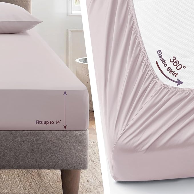 Oli Anderson King Comforter Set, 7 Pieces Misty Pink Floral Seersucker Bed Comforter, Patchwork Reversible Bed in a Bag with Comforter, Sheets, Pillowcases & Shams (Misty Pink, King)