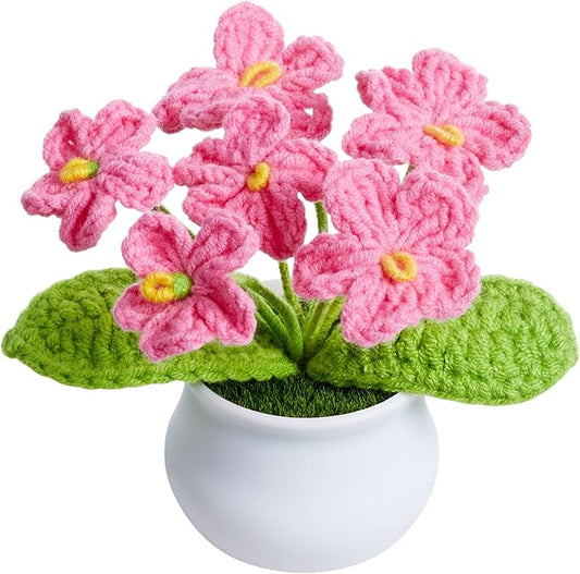 Knitting Crochet Flowers Cute Handmade Flower Gifts for Women Teacher Birthday Anniversary Valentines Christmas Coworkers Decor for Car Dashboard Home Room Office Desk Plant Accessories Things