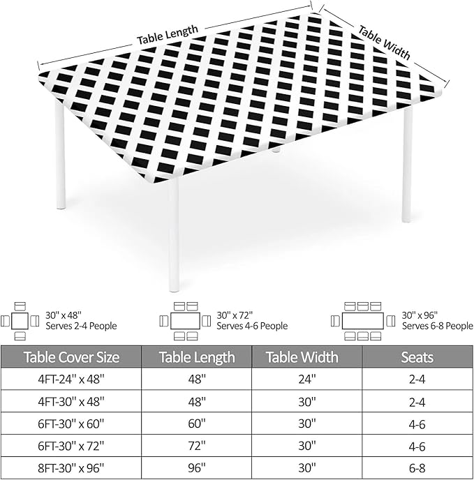 Rectangle Table Cloth Cover Waterproof Elastic Fitted Polyester Fitted Tablecloths for 4 Foot Tables for Indoor,Picnic, Camping, Outdoor （48" x 30"，Diamond Geometry）