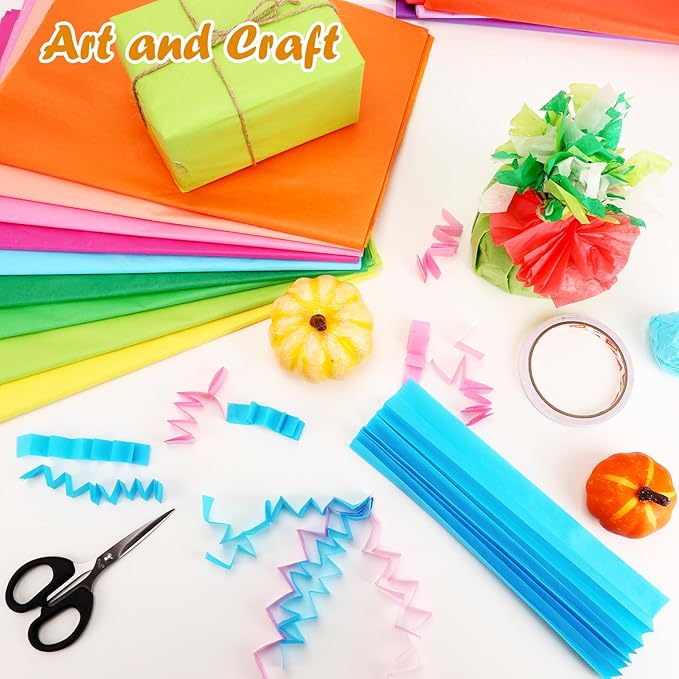 1000 PCS Tissue Paper, 20 Colors 14" X 20" Tissue Papers Bulk for Packaging, Colored Tissue Paper for Gift Bags Crafts Birthday Party Flower Decoration
