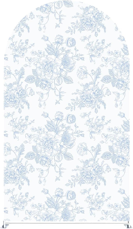 Something Blue Before I Do Arch Backdrop Cover Wedding Bridal Shower Bride to be Toile Party Arch Fabric Cover Blue Bloom Floral Baby Shower Decors (3X5ft,4135)