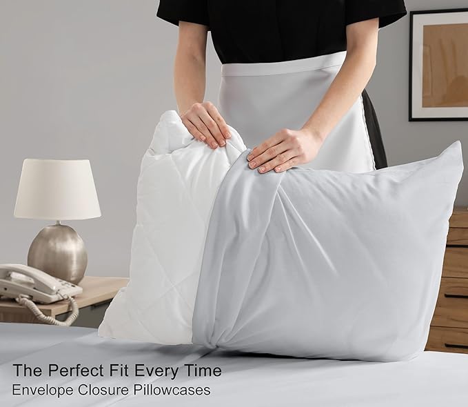 RUVANTI 100% Cotton King Size Sheets Set, 4 Pieces, Soft & Breathable Percale Weave Bedding, Deep Pocket 16", Hotel Standard, Crisp Cool Feel, Durable, Perfect Dyed Bed Sheet, Quiet Gray