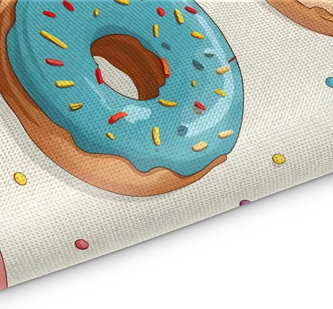 Donuts Placemats Set of 6, Washable Linen Place Mats, Food Donut Table Mats for Kitchen Dining Table Decor Heat Resistant Tablemats 12x18