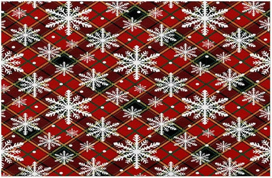 Christmas Xmas Waffle Art Snowflake Placemats Set of 1 PVC Vinyl Non Slip Table Mats Heat Resistant Place Mats Washable Wipeable Dining Table Mat for Kitchen Decor Party Indoor Outdoor Decorative Gift