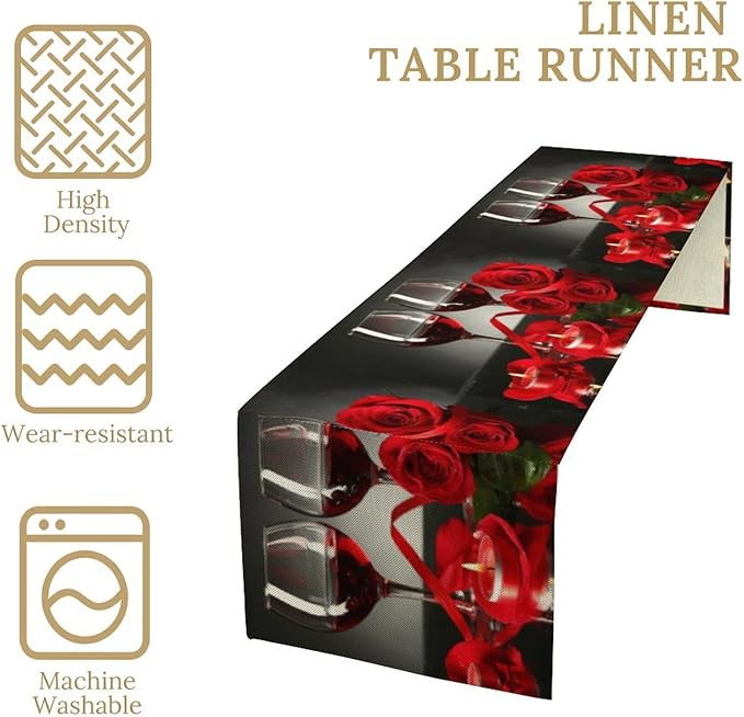 Retro Rose Red Wine Grape Print Table Runner,Table Dresser Runner, Kitchen Dining Table Runners for Indoor Outdoor Holiday Decor 13x120 Inch