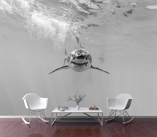 Eierme-Ferocious Great White Shark Mural Wallpaper Peel and Stick 137" x 102"