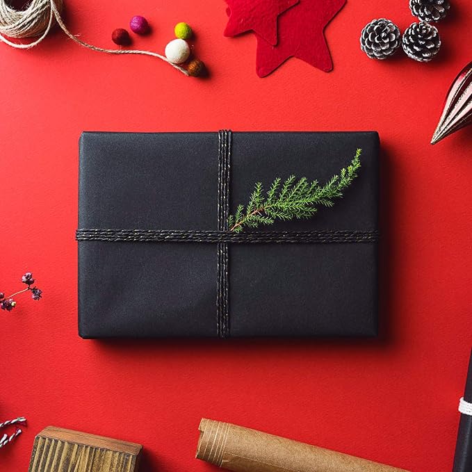 RUSPEPA 30"x 393"(32.8') Black Kraft Wrapping Paper Large Jumbo Roll, Recyclable Art Gift Wrap Paper for Gift Wrapping, Table Covering, Kid Craft Supplies, Bouquet Flower, Poster Bulletin Board, 80GSM