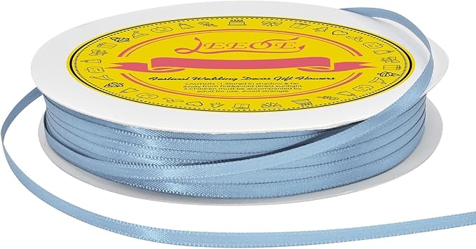 Double Face Dusty Blue Satin Thin Ribbon 1/8 inch X 100 Yards Polyester Dusty Blue Ribbon for Gift Wrapping Very Suitable for Weddings Party Hair Bow Invitation Decorations and More