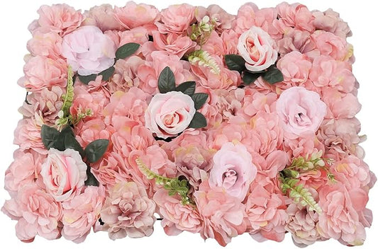 12 Pcs White Flower Wall Flowers Backdrop Artificial Flower for Backdrop Flowers Decoration 3D Floral Panels for Wall Decor Home Party Wedding Room Decoration (60x40cm/Pink 1)