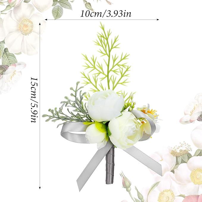 Sibba Wedding Flower Pocket Boutonniere for Men White Groom Boutonniere Artificial Rose Flowers Boutonnieres Groom Rose Prom Suit Decoration for Wedding Ceremony Anniversary Formal Dinner Party Prom