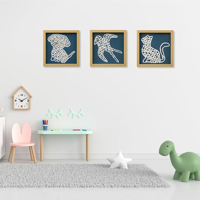 FOLKOR Framed Paper Wall Art Decor for Dorm Pet Shop, 12" 3D Handmade Dog Wall Sculpture Shadow Box Art, Cute Animal Artwork for Nursery Bedroom Decoration, Boys Girls Gift for Graduation