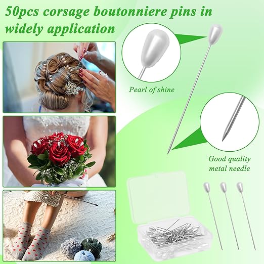 Bouquets Floral Wire Arrangement Tool Kit, COITEK DIY Bouquet Making Tools with 3P Floral Tape, 6P Elastic Pearl Wrist, Floral Wire,Flower Pin, Cutter, Ribbon for Wrist Corsages Wedding Decor