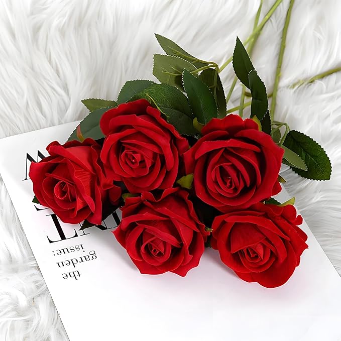 200 Pack Silk Roses Flowers - Artificial Burgundy Fake Flowers with 50cm Stems for Wedding Decor, 3.7in(7cm) Silk-Like Velvet Flower Heads for Wedding, Vintage Decor (200, Burgundy)