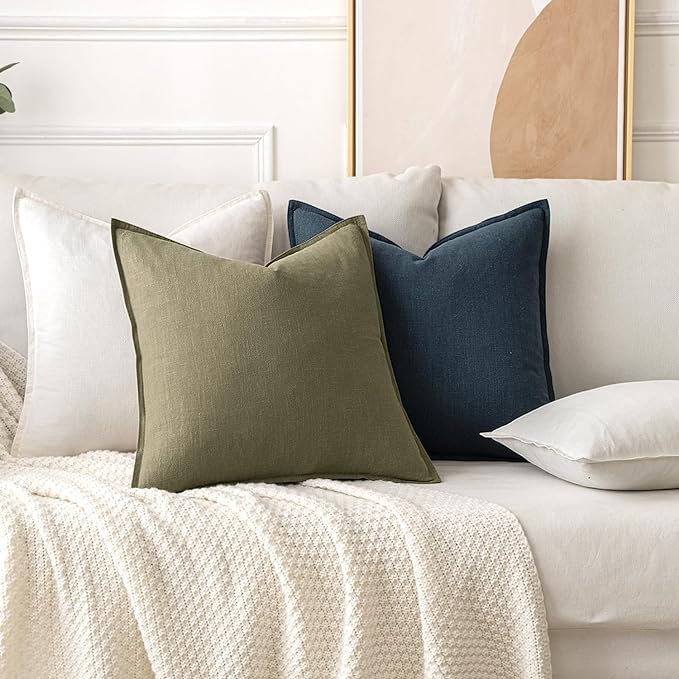MIULEE Decorative Linen Lumbar Pillow Covers 12x20 Inch Cream White Boho Farmhouse Neutral Christmas Couch Throw Pillows for Bed Pack of 2 Accent Modern Pillowcase Sofa Livingroom Home Decor