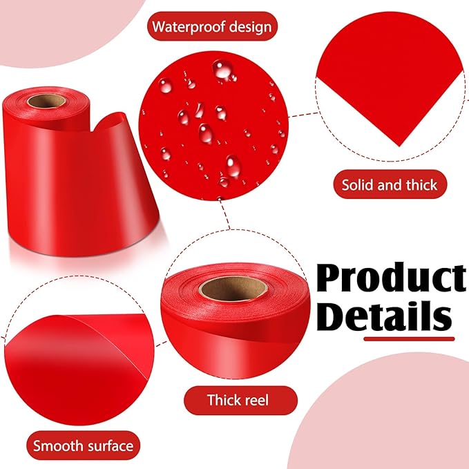 Syhood Outdoor Leaf Ribbon Floral Satin Ribbon for Crafts Aspidistra Waterproof Holiday Outdoor Decoration(6 Inch X 54 Yards,Red)