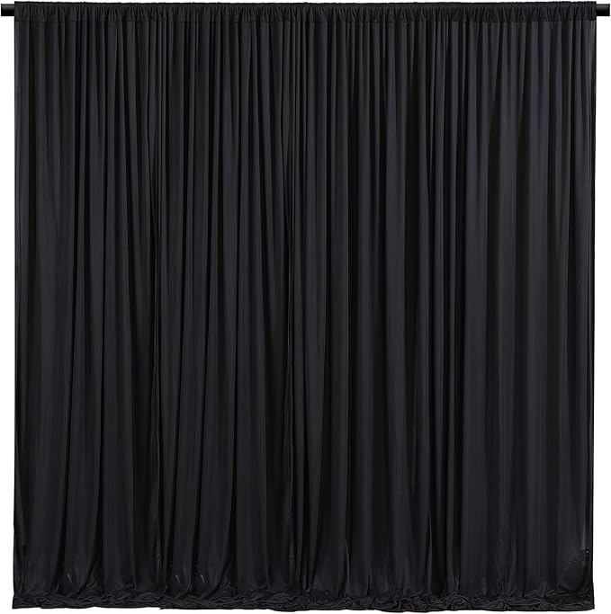 Black Backdrop Curtain 10 Panels-Wrinkle-Free Black Curtains Polyester Photography Drapes for Wedding Birthday Party Photo Background Backdrop Stand- 10FTX40FT