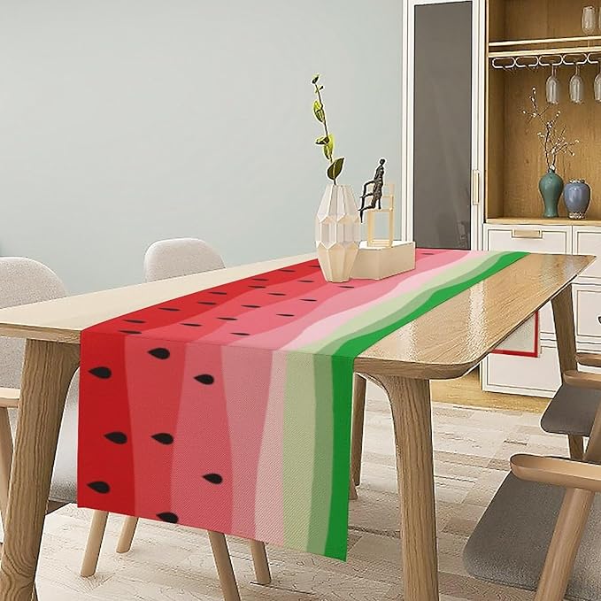 Watermelon Table Runner,Summer Fruit Tropical Birthday Party Decorations Dining Room Home Kitchen Table Decor 13 x 60Inch